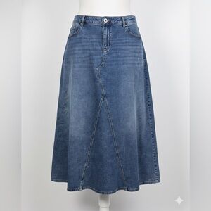 Lane Bryant A-Line Maxi Blue Denim Skirt